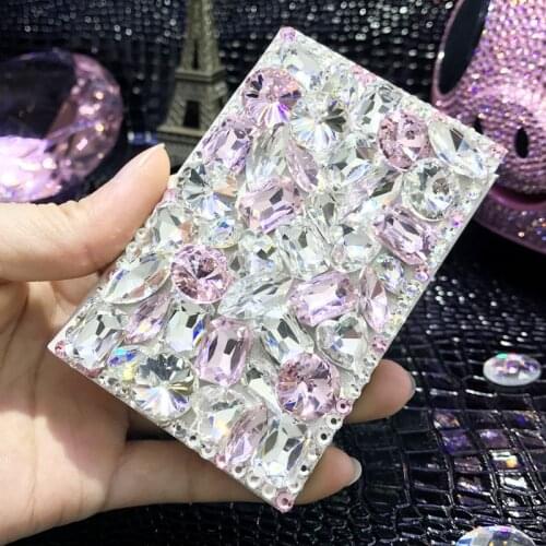 Bling Fashion Glass Crystal Large Capacity Business Card Case Rhinestone Metal Diamond Credit Wallet Storage Holder Lady Gifts