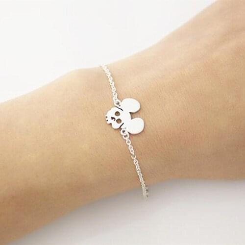 Stainless Steel Mouse Ears Skull Bracelet For Women Punk Jewelry Gold Simple Animal Charm Pulsera Hombre