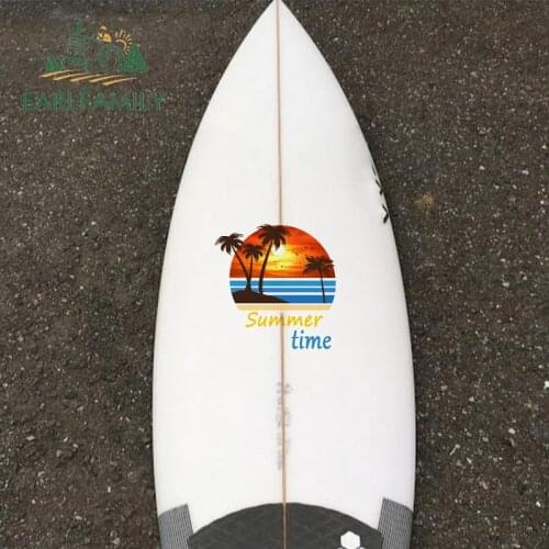 EARLFAMILY 30cm x 28.2cm for Setting Sun Sea Summer Time VAN Personality RV Laptop Car Stickers Surfboard Refrigerator Graphics