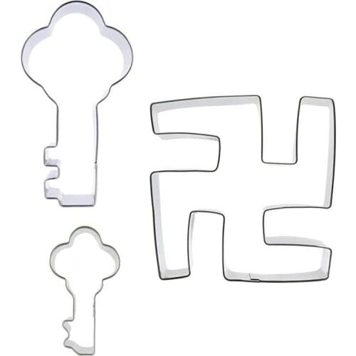 Keys, Buddhism shaped 3 piece biscuit cutting molds, baking tools, cake decorating soft candy tools
