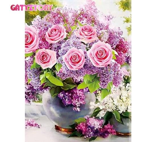 GATYZTORY Full Square Flower 5D DIY Diamond Painting Rhinestone Kits Mosaic Art Cross Stitch Handmade Gift Home Decor