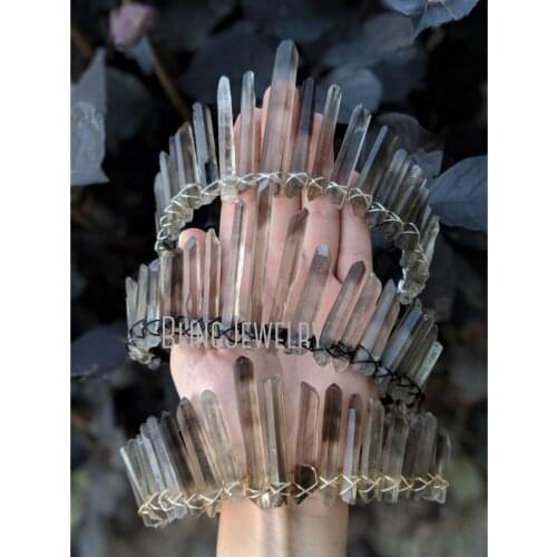 Goth Witch Crown Wicca Maleficent Halloween High Smoky Quartz Crown Tiara Priestess HJ28785