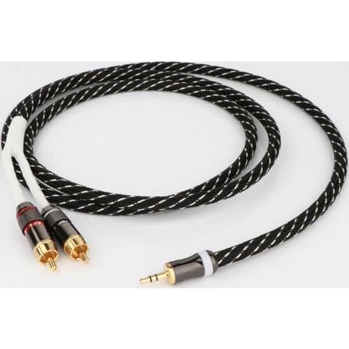 Preffair HiFi cable audio RCA cable Audio signal wire plug 3.5mm straight aux plug convert two RCA plug