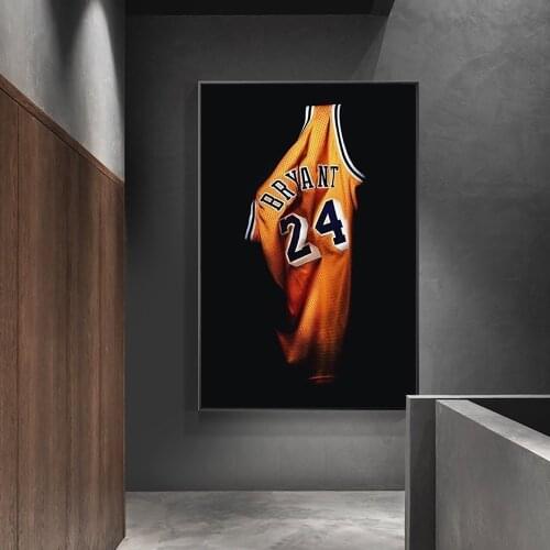 Hall of Fame Kobe Bryant Jersey Wall Art Canvas Painting Black Mamba Spirit Canvas Art Posters for Fans Home Decoration Gifts