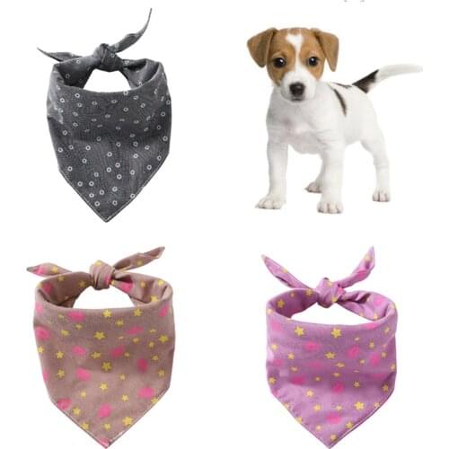 Cotton Linen Pet Saliva Towel Dog Printing Bandana Bibs Pet Neckerchief Scarf Collar Cute Pet Dog Triangle Scarf Accessories