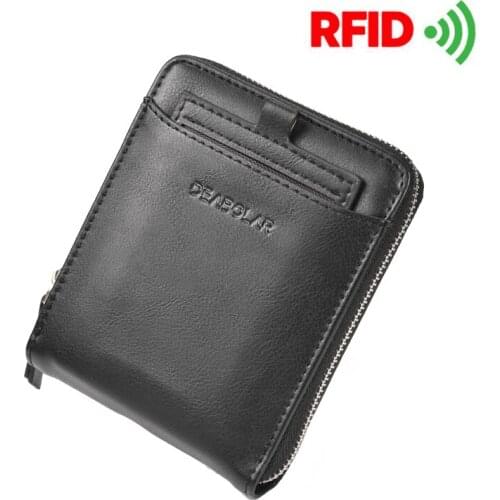 PU Leather 2020 Vintage Mens Small Card Bag Men RFID Wallets Credit Case ID Card Holder Big Capacity Zipper Korean Card Wallet