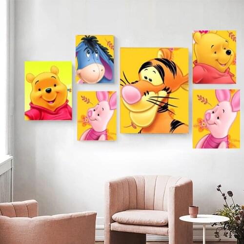 Canvas Painting Cartoon Watercolor Poster Print Abstract Disney Winnie the Pooh Art Wall Picture for Living Room Home Decoration