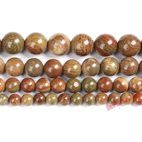 Natural Genuine Yellow Texture Round Loose Stone Beads 4/6/8/10/12mm Fit Jewelry DIY Necklaces or Bracelets