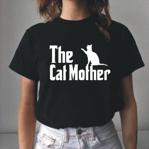 Summer T Shirt Women Tops The Cat Mother Short Sleeve Casual Tee Shirt Femme Cat Mom Harajuku Plus Size T-shirts Camiseta Mujer