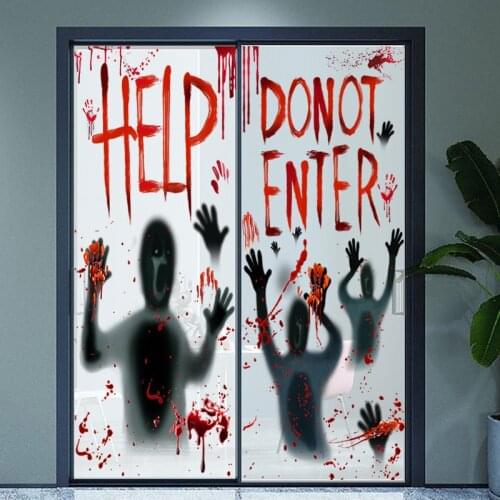 Halloween Stickers Horror Blood Hands Windows Stickers Diy Happy Halloween Decorations for Home Bathroom Toilet Wall Stickers
