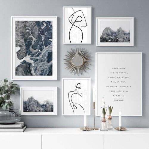 Wall Art Canvas Painting Mountain Abstract body Art Line Quotes Nordic Posters And Prints Wall Pictures For Living Room Decor