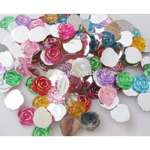 NBNLKA 15MM Flatback Flower Acrylic Buttons for Garment diy Decorative Accessories