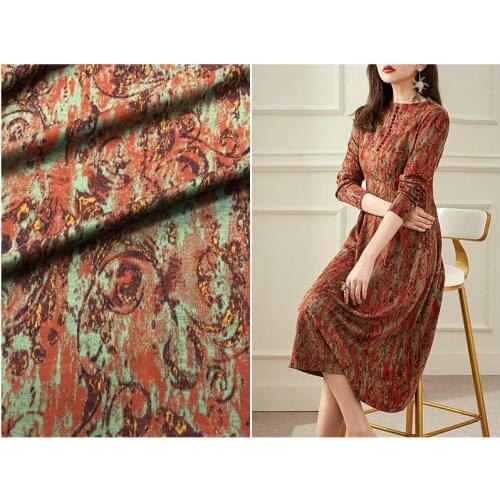 180cm Wide Suli Mink Fur Stretch Knitted Fabric New Retro Autumn High-End Dress Ruyi Flower Fabric