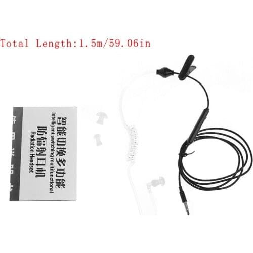 New 3.5mm Air Tube Anti-radiation Stereo In-Ear Single Headset Earphone With Mic X5QC