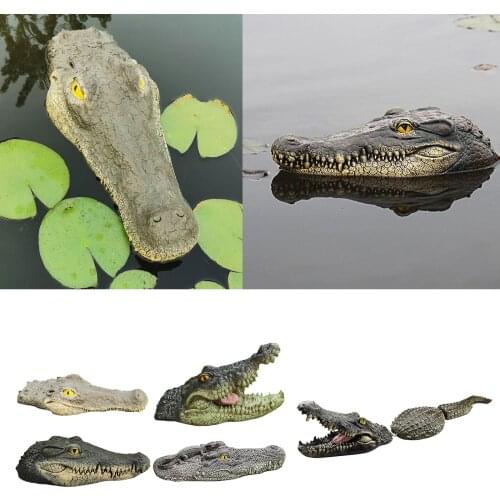 Floating Crocodile Decoy Head Outdoor Water Ornament for Pool Pond Garden Park Patio Lawn Drives Predator Anti-UV