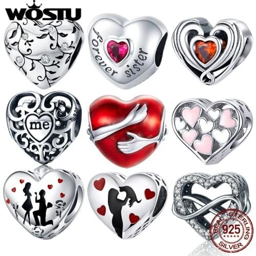 WOSTU Authentic 925 Sterling Silver Embrace Love Beads Charms Pendant Fit Bracelets Women Party DIY Fine Jewelry Gift Making