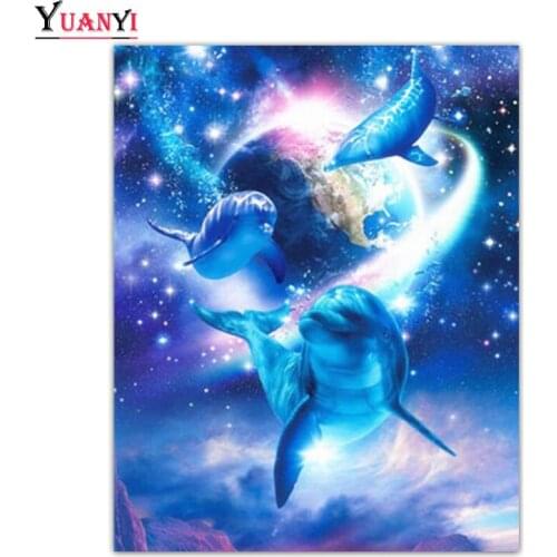 Full SquareUnderwater World Diamond embroidery DIY 3D Diamond mosaic Full Round Diamond painting Cross stitch Animal dolphin