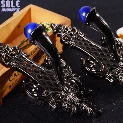 2pcs Luxury Flower Curtain Hook Vintage Royal Gem Metal Alloy Tieback Ball Buckle Holders Wall Hooks Hanger Home Decor