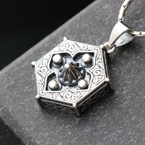 Silverware Wholesale S925 Sterling Silver Pendant Taiji Gossip Amulet Retro Thai Silver Pendant Men And Women Silver Pendant