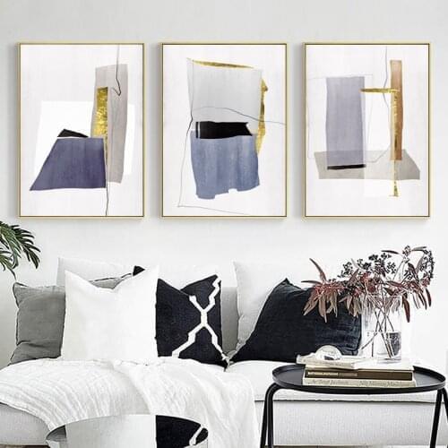 Modern Abstract Minimalist Canvas Painting Nordic Posters and Prints Stitching Pattern Wall Art Pictures for Living Room Deco