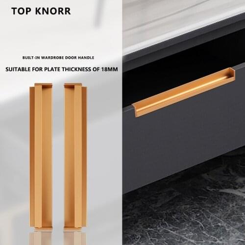 Slotted built-in dark handle extended invisible closet cabinet handle American black cabinet door with dark gold handle