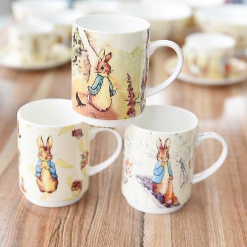 High-Quality Chinese Bone China Mug Cute Cartoon Rabbit Breakfast Milk Water Cup Coffee Cups Kawaii Mugs 250 Ml