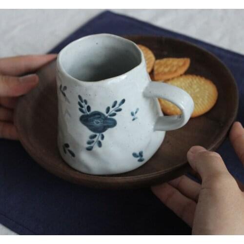 Japanese Style Ceramic Office Tea Mugs Vintage Water Cup Retro Hand Painted Coffee Milk With Handle Drinkware Mugs and Cups