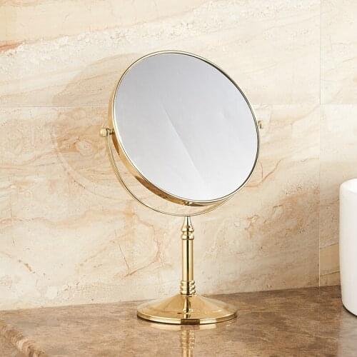 Vidric Gold Makeup Mirror Bath Mirror Beauty Mirror Magnifying Copper Rotating standing table Mirror 8 Inch
