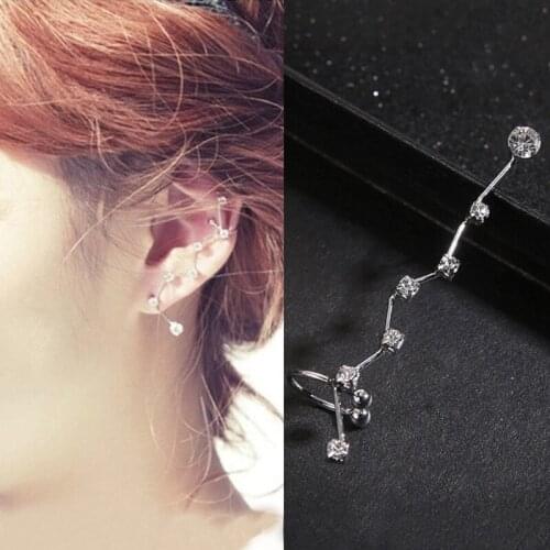 Women Fashion Ear Cuff Wrap Rhinestone Crystal Clip On Earring Non Piercing Eardrop Jewelry Gifts