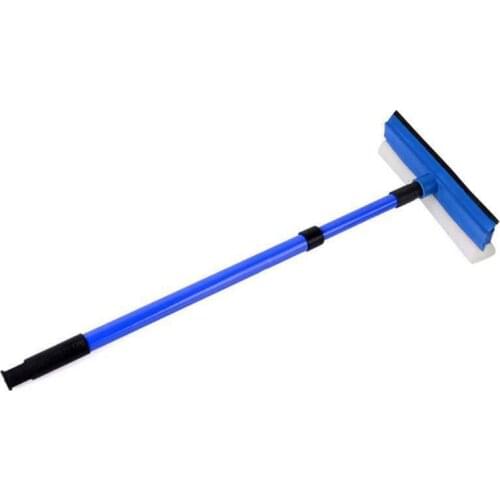 1pc 2in1 Telescopic Casement Glass Squeegee Cleaner Wiper Long Handle Sponge Brush Water-absorbing Decontamination Spring Joints