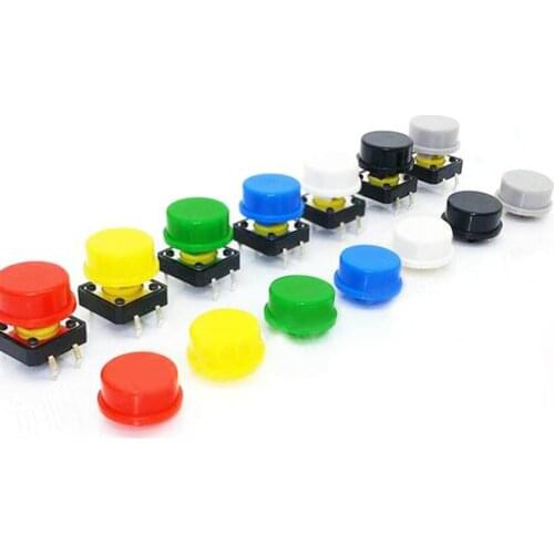 100pcs 13*5.6mm round button cap push switch caps patch switches cover multi color for 12*12 square switches wholesale price