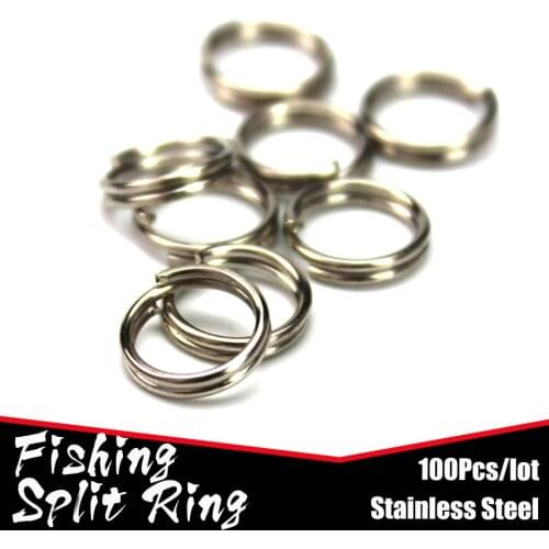 100pcs/lot Stainless Steel Split Rings Fishing accessories Fishing split ring fishing connector for Blank Lures Crank bait Pesca