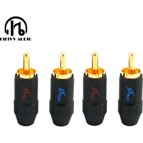 Fish-4B pure copper gold-plated DIY audio RCA plug installation diameter 4mm 6mm cable connector