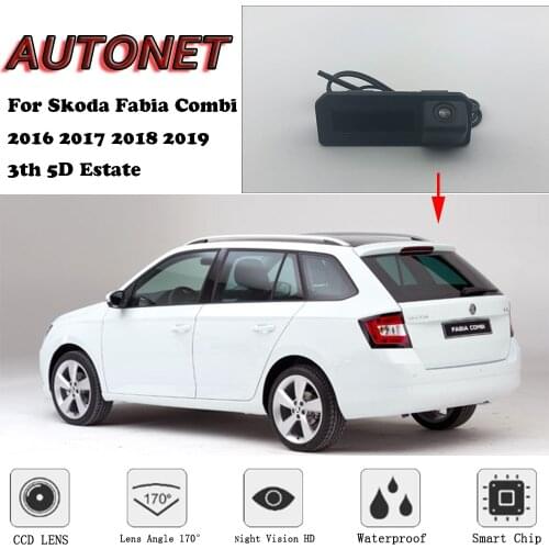 AUTONET Car Trunk Handle Camera For Skoda Fabia Combi 2016 2017 2018 2019 3th 5D Estate Night Visioin Backup Rear View camera