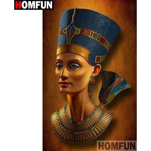 HOMFUN Paint With Diamond Embroidery "Egyptian woman" Diamond Painting Full Square Round Picture Of Rhinestone Decor A27373