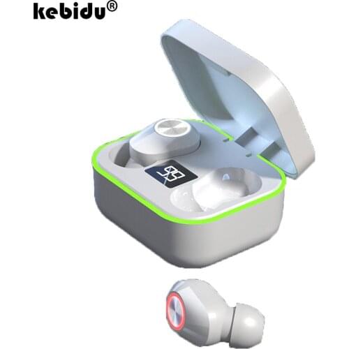 Kebidu Bluetooth 5.1 Wireless Headphones with Dual Microphone Waterproof Sport TWS Earphones Touch Control Music Earbuds
