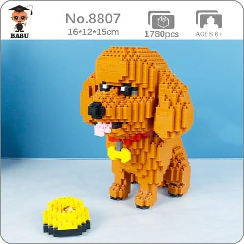 Babu 8807 Standard Poodle Dog Animal World Pet 3D Model 1780pcs DIY Mini Diamond Blocks Bricks Building Toy for Children no Box
