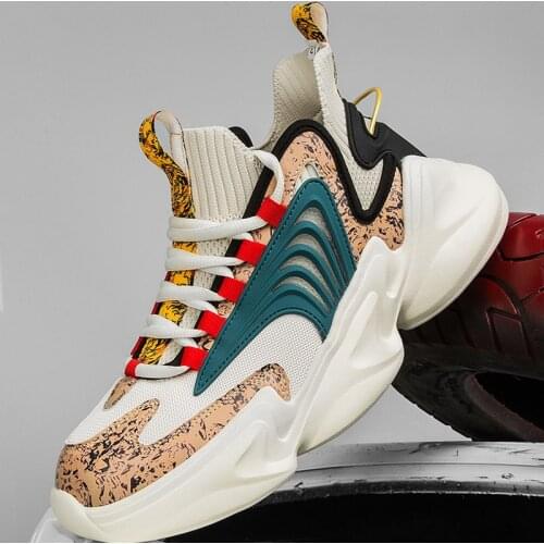 Mens shoes casual summer outdoor running sports mesh fly woven breathable elastic non-slip trend all-match vulcanized shoes