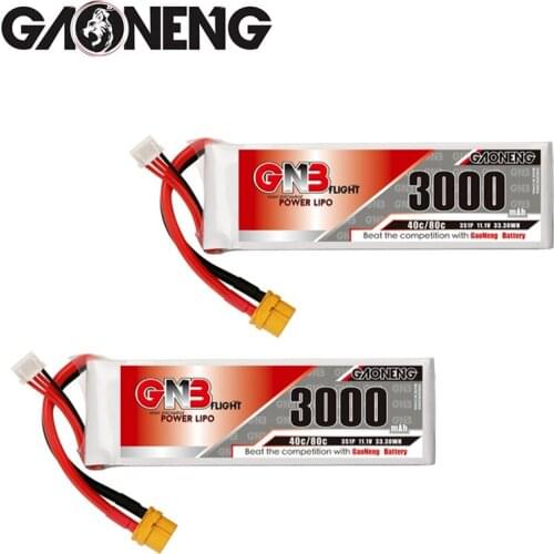1-5pcs GNB 3000mAh 11.1V 3S 40C/80C Lipo Battery With T/XT60/XT90 Plug For RC Helicopter Quadcopter FPV Racing Drone Parts