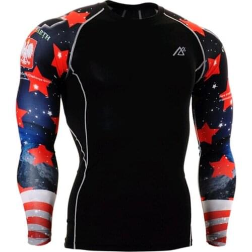 Men Skin Tight Long Sleeve Compression Tee Shirt Cycling Training MMA Sports Gym Crossfit T-Shirts Sports Bodybuilding Surfing