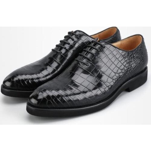 2021 new design 100% real genuine crocodile skin alligator leather men business shoe cow skin lining offcial male shoe black
