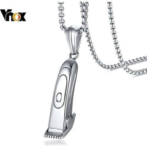 Vnox Unique Shaving Knife Pendant Stainless Steel Mens Necklace Color Punk Male Jewelry 24" Box Chain