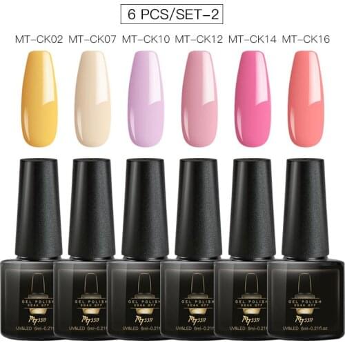 Mtssii 2/4/6 Pcs Glitter Nail Gel Polish Set Spring Summer Soak Off UV LED Nail Art Lacquer Semi Permanent Manicure Varnishes