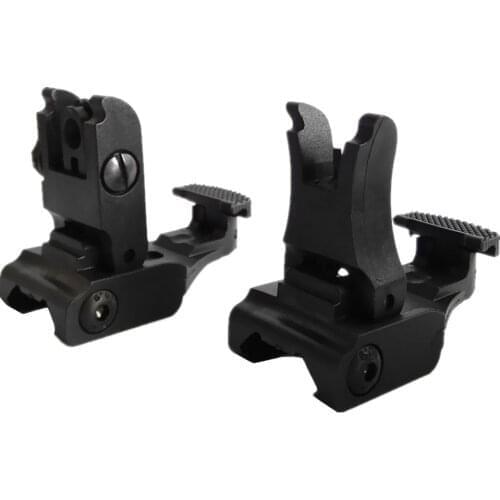 Tactical Front Rear Sight Set Folding Design Dual Apertures Polymer Sights Fit Picatinny Rails for M4 M16 AR15 Rifle