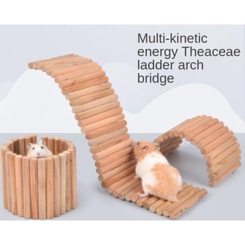 Natural Wooden Hamster Arch Bridge Golden Bear Super Long Climbing Ladder Hamster Cage DIY Landscaping Supplies Hamster Fence