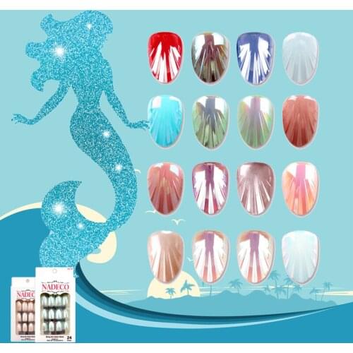 Press on manicure Shell false nail tips pigment shine European style 24pcs/box