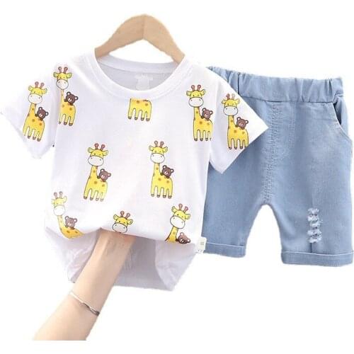 New Summer Cute Baby Girl Clothes Fashion Children Boys Cartoon T-Shirt Shorts 2Pcs/Sets Toddler Sports Clothing Kids Tracksuits