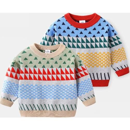 2020 Autumn Winter Kids Printing Sweater Children New Year Clothing Boys Cotton Patchwork Baby Costumes
