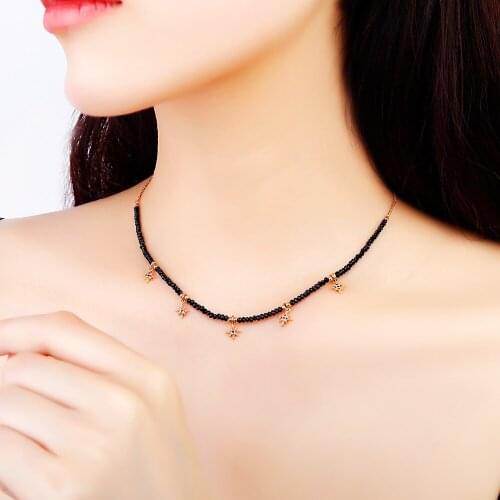 Rainbow Colors CZ Zircon Star Chokers Necklaces for Women Female Black Beads Chain Boho Necklace Exquisit Jewelry Gift 2020 New