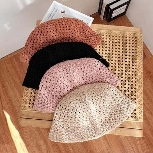 Fashion Women Sun Hat Solid Color Breathable Milk Fiber Fabric Knitted Summer Lady Bucket Hat casquette femme кепка женская 2021